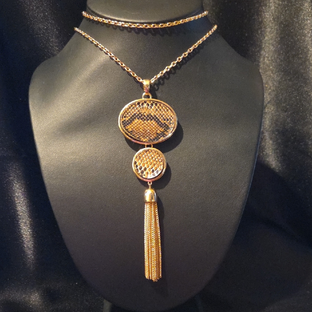 Estate Howard's Snake Skin Tassle Pendent Necklace